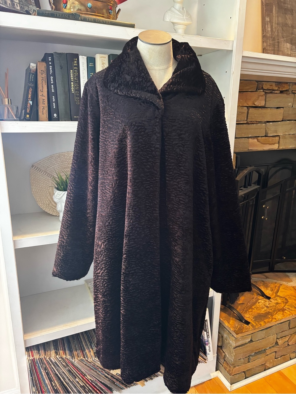 Vintage Y2K Jones New York Country Black Textured Cocoon Coat M